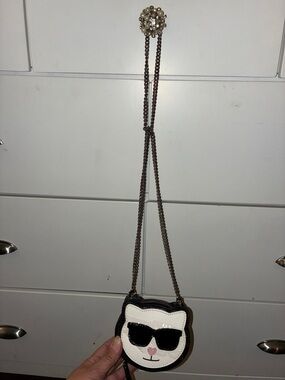 Karl Lagerfeld Cat Face Crossbody Bag Black and White - Cute Sunglasses Design